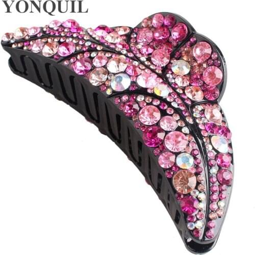Female Shining Rhinestone Big Barrettes Colorful Hair Claws for Women Fashion Crystal Hairpins Headwear Lady Hair Accessories