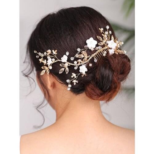2020 New Arrival Handmade Gold Flower Hair comb Vintage Headpieces hair accessories for women wedding bride to be Headwear