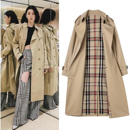 Top Quality 2021 New Autumn High Fashion Street Womens Khaki Outerwear Female Classic The Long Waterloo Heritage Trench Coat