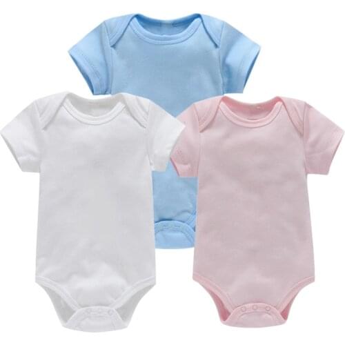 1/3PCS White Cotton Baby Bodysuit Fashion Newborn Body Baby Suits Short Sleeve Overalls Infant Boy Girl Jumpsuit kids clothes 5Z