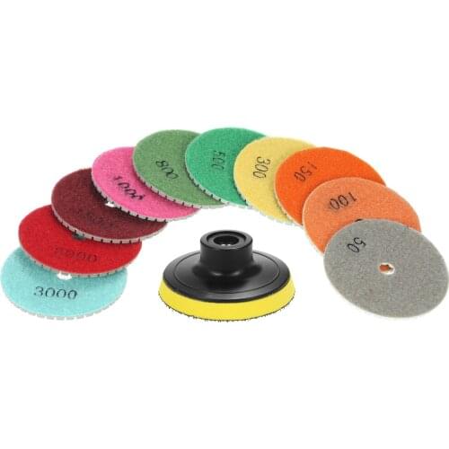 10pcs 3" Diamond Flexible Wet Polishing Pads abrasive tools dremel accessories Grinding Disc + 1pc Backing Pad for Marble Stone
