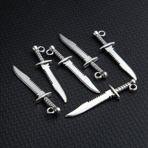 10 Pcs Charms Sword Dagger Pendants for Necklace Bracelet Jewelry Making DIY Craft Findings