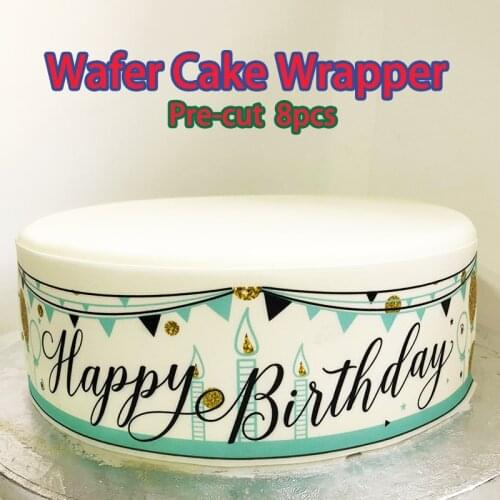 4pcs/lot Edible Wafer Paper for Birthday Cake Wrapper,Pre-cut Wedding Lace Cake creative decoration, birthday cake decoration