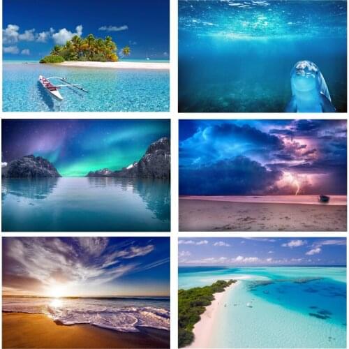 5D Diamond seaside Scenery Cross Stitch DIY Diamond Painting Needlework Sandy beach Diamond Embroidery Resin Home Decor painting