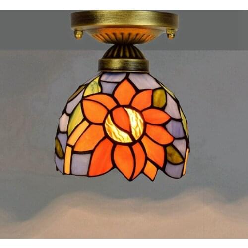 6-Inch 15cm Tiffany Colored Glass Corridor Corridor Balcony Small Ceiling Light Blue Taiyanghua Light