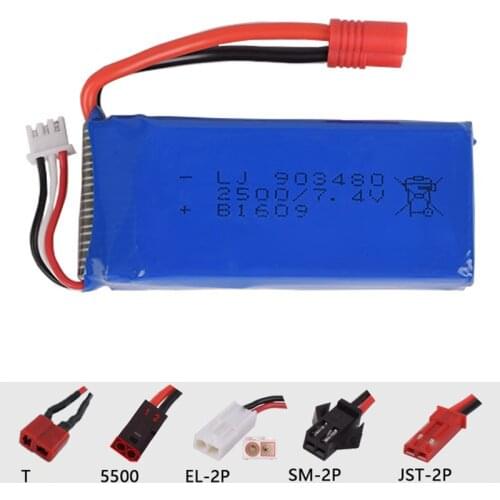 7.4v 2500mah 903480 Lipo Battery X8C X8W X8G X8HW X8HC X8HG rc Quadrocopter 2S power lithium polymer battery SM-2P T Banana Plug