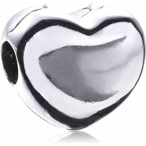 Ajax 925 Sterling Silver Beads Simple Pure Heart Charm Fit Bangles For Women Diy Jewelry