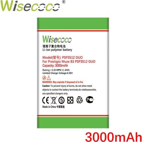 Wisecoco 3000mAh Battery For Prestigio Muze B3 PSP3512 DUO PSP 3512DUO Phone + Tracking Number