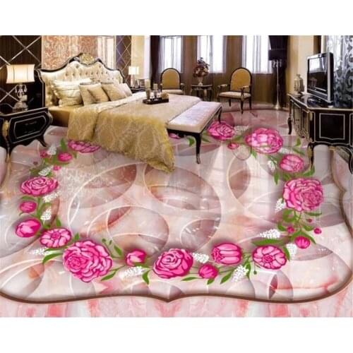 Beibehang Customized Floor HD Modern Fashion Rose Marble Stereo Jade Carving 3D Floor Tile Bathroom Living Room Tile Painting