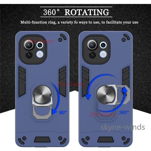 For Xiaomi Mi 11 Lite Battle Armor Series phone case ring buckle two in one back cover for Xiaomi Mi11 Lite coque fundas casing