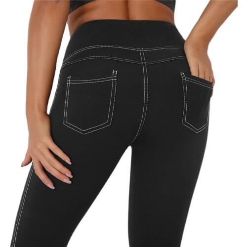 Black Seamless Yoga Pants with Pocket High Waist Yoga Leggings Women Slim Breathable Gym Workout Sports Running Trousers