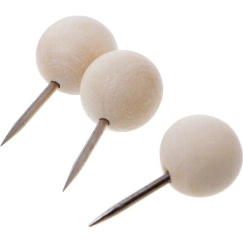 100 x Round Ball Wooden Thumb Tack Creative Decorative Drawing Cork Board for School Pin Broches Pushpin Office