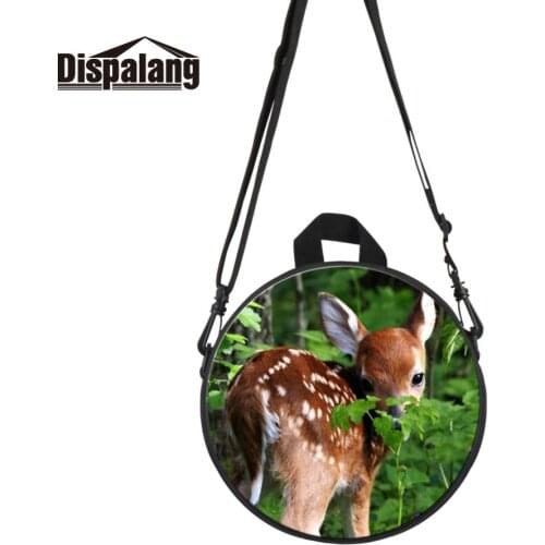 Dispalang Designer Kids Kindergarten School Bag Animal Deer Print Round Backpack For Women Girls Boys Shoulder Bags Knapsack