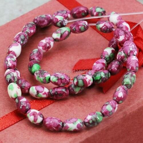 Elegant Multicolor Rice Bucket Loose DIY Beads Semi-precious Riverstones Rain Flower Rainbow Stones Girls Jewelry making 6X8mm