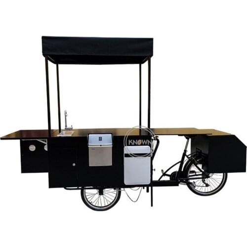 Customized Black Floding Coffee Bike Reverse Cycling Electric Cycle Adult Snacks Street Mobile Fast Food Carts Bicycle