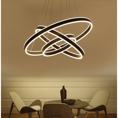 Brown Aluminum LED Acrylic Chandelier restaurant lights living room bedroom home office & commercial lighting AC110-240V