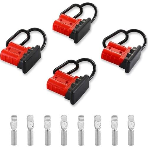 Hot 4 Pcs 6-8 Gauge 50A Battery Quick Connect/Disconnect, Jumper Cable Plug Connector Kit for Towing Systems