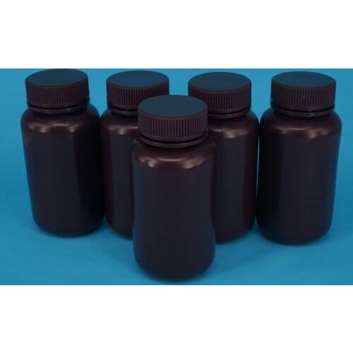 Lot5 250ml Brown PP Plastic Cylindrical Chemical Container Reagent Bottle