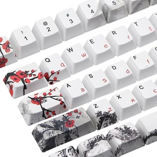 M5TE 68 Key Keycap Wangjiang Plum Blossom Dye Sublimation OEM Mechanical Keyboard Keycap For K6 IFG68 TADA68 EK820 RK837 SK68