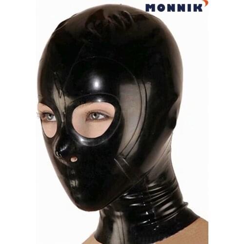 MONNIK latexLatex mask Realistic Latex Mask Open Eyes and Nostrils Rubber Unisex Hood Unique Club Wear