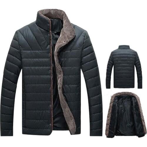 Jacket Male Padded Overcoat Mens Jackets Outerwear Winter Jacket Men Warm Parkas Plus Velvet Thick Leather Cotton-Padded