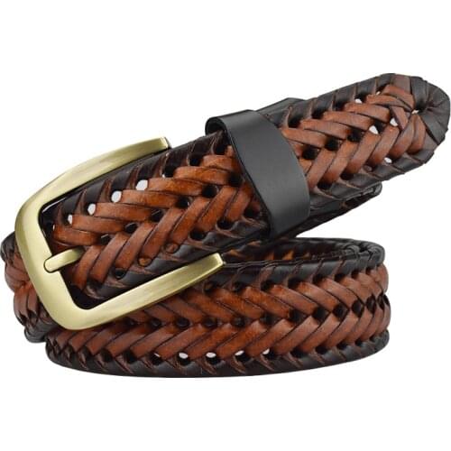 ANPUDUSEN Braided Belts For Mens Woven Belts Luxury Cow Genuine Leather Straps Hand Knitted Designer Man For Jeans Girdle Male