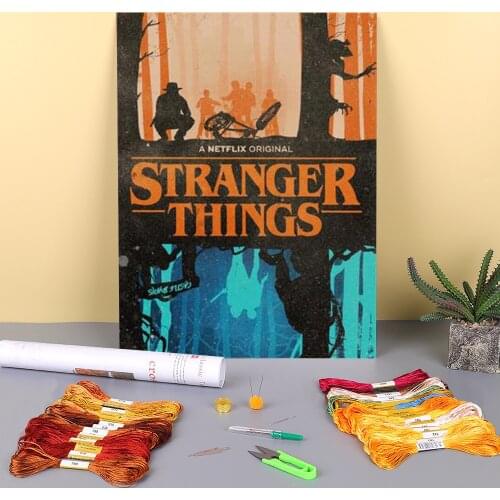 Stranger Things Printed 11CT Cross-Stitch Full Kit DIY Embroidery DMC Threads Knitting Handmade Painting Hobby Sales Magic