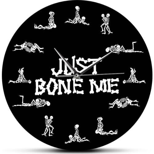 Funny Romantic Skeletons Karma Sutra Wall Clock Just Bone Me Bachelorette Adult Sex Positions Wall Watch Silent Movement