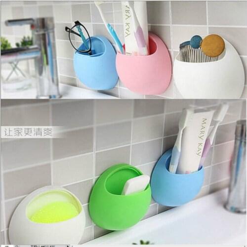 Bathroom Storage Holders Home Bathroom Toothbrush Toothpaste Wall Mount Holder Sucker Suction Organizer Cup Rack Office Racks