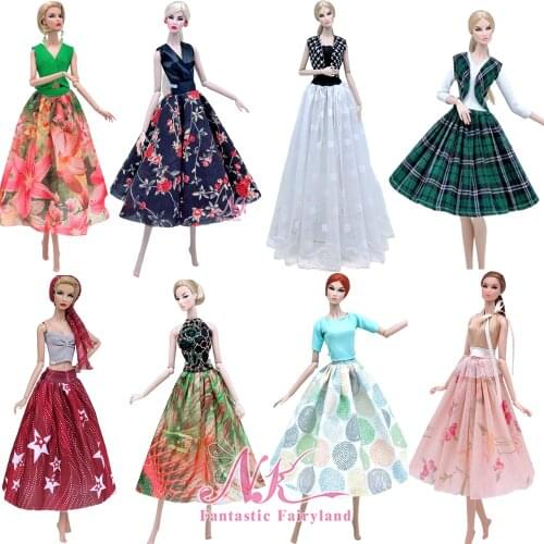 NK Mix Newest Doll Dress Handmade Super Model Clothes Fashion Skirt For Barbie Doll Accessories Child Toys Girl' Gift JJ DZ