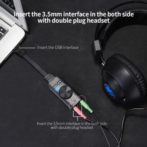 GS3 Virtual 7.1 Channel Sound Card Converter Adapter External USB Audio 3.5mm Headset Stereo for PC Desktop Notebook