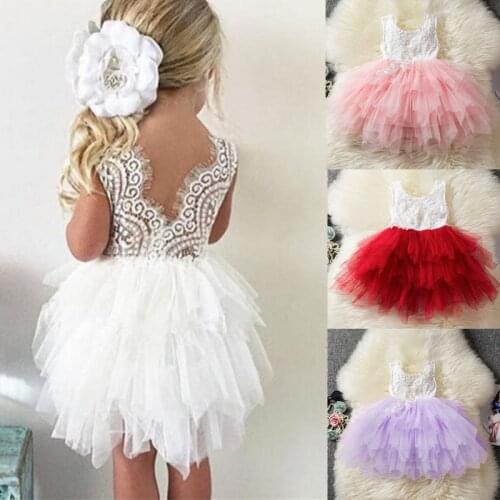 Toddler Baby Girls Dress Summer Clothes Backless Tulle Party Tutu Vestidos Kids Clothes Children Birthday Wedding Princess Dress