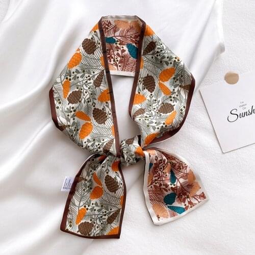 2021 Silk Skinny Scarf Fashion Print Neck Hairband Scares Handle Bag Ribbon Tie Floral Band Summer Spring Neckerchief