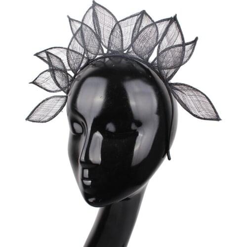Fashion Married Party Tea Fascinators Headbands Elegant Bidal Headwear Sinamay Hair Accessories Ladies Elegant Flower Headpiece