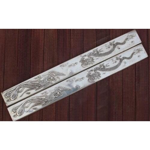Crafts antique antique solid copper town paper ruler Miao silver eight immortals a pair of four beauties Paperweight orn