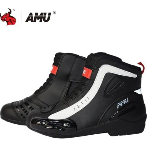 AMU Motorcycle Boots Men Waterproof Moto Short Boots Motocross Riding Boots Shoes Motorcycle Protection Motorbike Boots