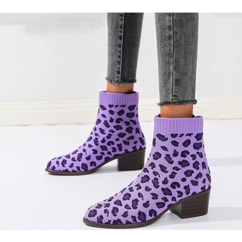 Sexy Sock Boots Knitting Stretch Boots Luxury Low Heels Women Fashion Shoes 2020 Spring Autumn Ankle Boots Booties Female