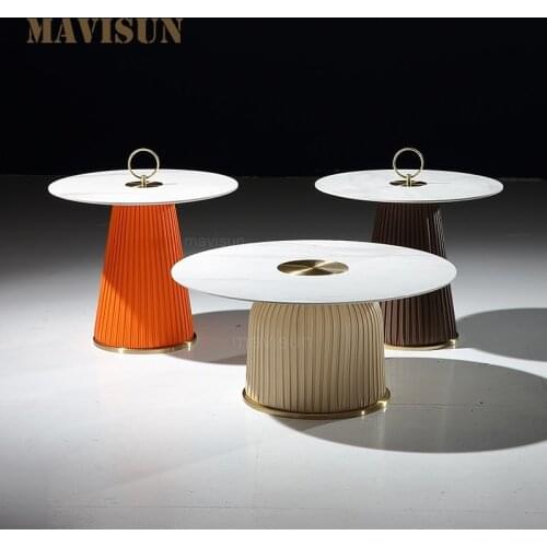 Nordic Marble Light Luxury Marble Coffee Table New Modern Simple Apartment Creative Small Round Side Tables Home Furniture