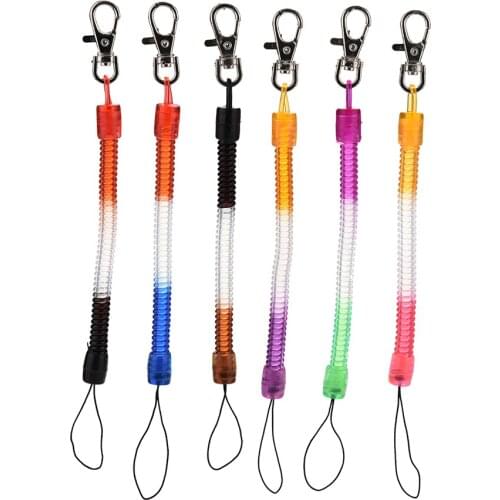 Random Tactical Retractable Plastic Spring Elastic Rope Security Gear Tool For Outdoor Hiking Camping Anti-lost Phone Keychain