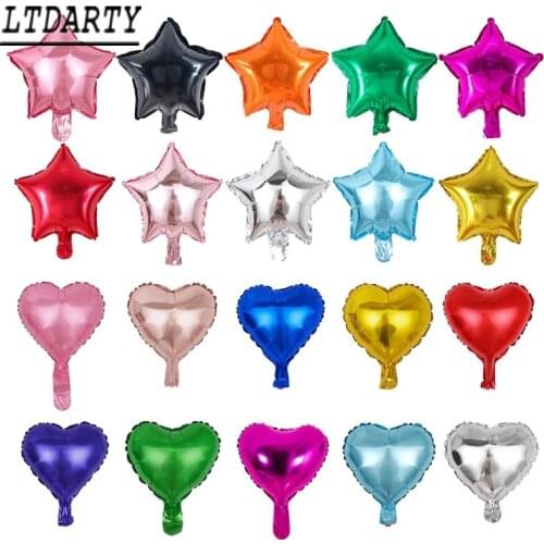 Mixed 25pcs 10inch five-pointed star heart shaped foil balloon wedding birthday decor pure color metallic Inflatable globos toys