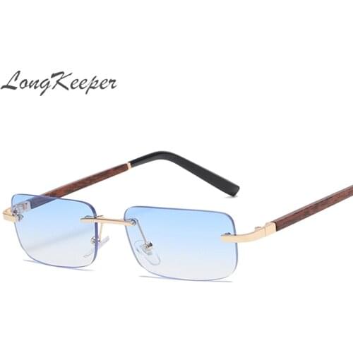 LongKeeper Trendy Sun Glasses Women Men Sunglasses Rimless Rectangular Ocean Lens Eyewear UV400 Gradient Shades