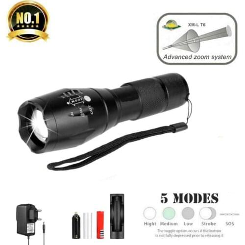 LED Rechargeable Flashlight XML T6 Linterna Torch 18650 Battery 5 Modes Waterproof Outdoor Camping Powerful