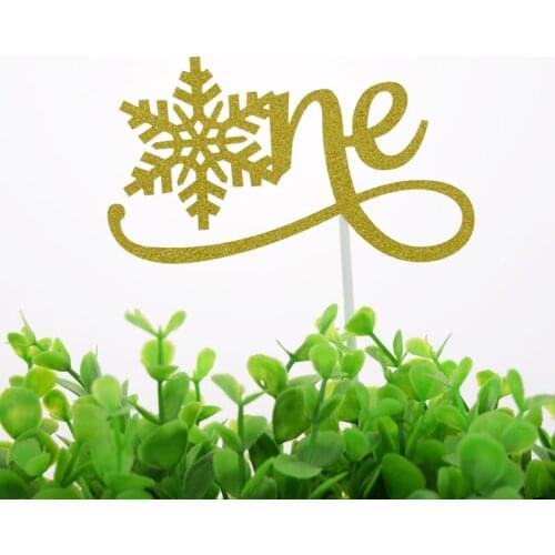 Cake Topper Flags Cupcake One With Snowflake Glitter Girl Toppers Bride Kids Birthday Wedding Cake Wrapper Party Baking DIY Flag