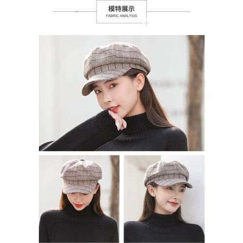 Womens Octagonal Hat British Korean Version Japanese Beret Fashion High-End Wild Simple Cotton Cap New Best-Selling 2021