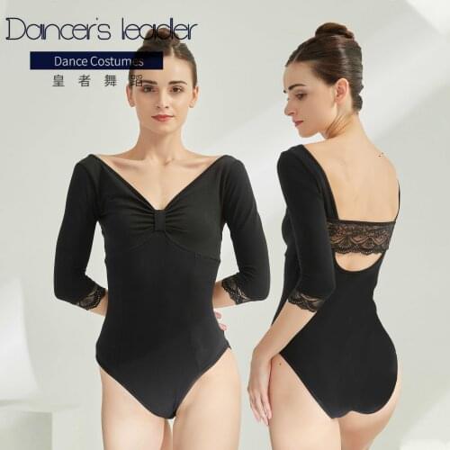 Ballet Leotard for Women Black V-neck Professional Gymnastics Competition Suit Aerial Yoga Practice Suit Elegant Swimsuit