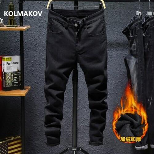 2020 Winter new arrival Slim Fit thick men Jeans Black Classic Fashion Denim Skinny Jeans mens High Quality Trousers Male
