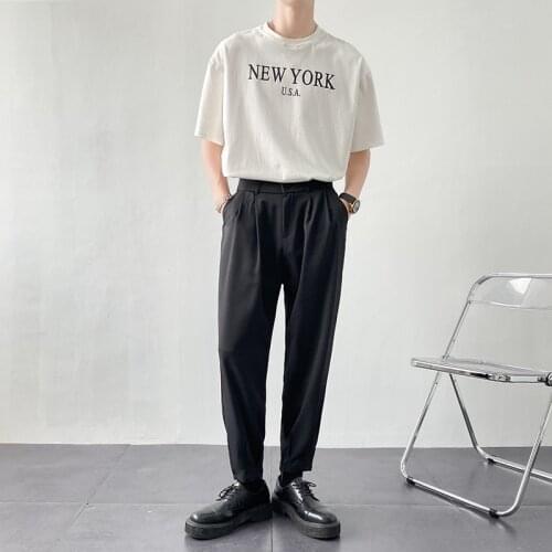 2021 Summer Mens Pure Color Casual Pants Streetwear Loose Cargo White/black Suit Pants Military Style High-quality Trousers