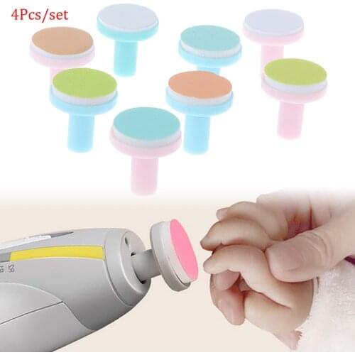 4 Pcs Electric Baby Nail Trimmer Head Replacement Kids Infant Safe Nail Manicure Polishing Sand Sponge New
