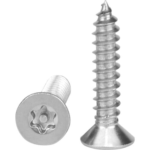 50pcs M2.9 304 stainless steel Torx countersunk anti-theft screw T&TX flat with column self-tapping wood bolt 8mm-25mm long