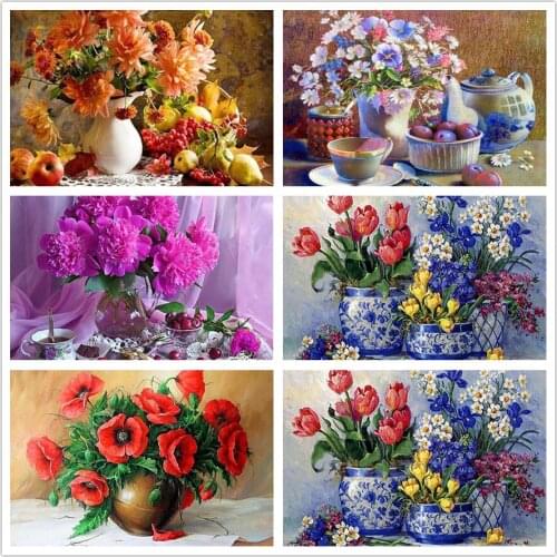 Diy 5d Diamond Painting Beautiful Flower Mosaic Art Painting Cross Stitch Kit Rhinestone Embroidery Decorative Painting
